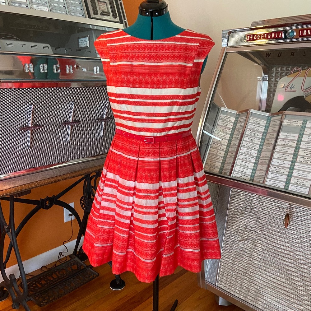 Pretty orange and cream dress